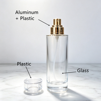 Flacon de parfum en verre rechargeable à brume fine 30 ml, flacon atomiseur de parfum cosmétique vide avec bouchon en acrylique