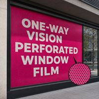 Film adhésif pour fenêtre en vinyle maillé personnalisé avec impression UV, vision à sens unique, autocollant publicitaire pour vitrine