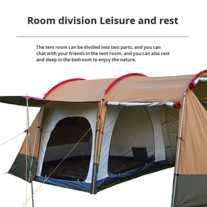 Grande tente de camping respirante et imperméable pour 6 à 8 personnes, quatre saisons, double couche, tissu Oxford, anti-moustiques, 2 chambres et 1 salon - Product Image 4