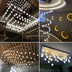 Lustre LED à bulles dimmable pour plafond haut, luminaires suspendus pour longues escaliers, lampes pendantes pour entrée, lustre en cristal - Product Image 3