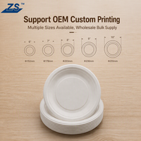 Assiettes jetables en bagasse ZS 23 cm (9 pouces) 100 % compostables, biodégradables et respectueuses de l'environnement