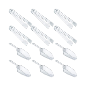 12-Piece Set of <strong>Mini</strong> Clear <strong>Plastic</strong> Silicone Serving <strong>Tongs</strong> Kitchen Utility Scoops for Buffet Candy Dessert and Ice Scoop - Product Image 1