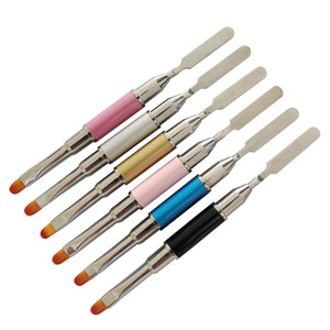 Doppelseitige Nagel Gel Pinsel und Farbe Französisch Pinsel Custom ized Logo Metall Stift Zeichnung Nägel 2 Köpfe Nail Art Französisch Pinsel - Product Image 2