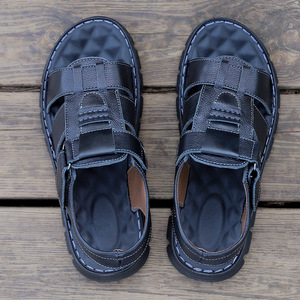 Sandales à brides croisées pour hommes, noires, à semelle épaisse, antidérapantes, style jeune, à enfiler - Product Image 3