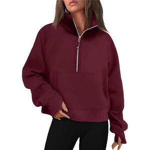 Vêtements pour femmes, automne-hiver 2023, commerce extérieur transfrontalier Europe et États-Unis, col demi-zip, couleur unie, taille S - Product Image 3