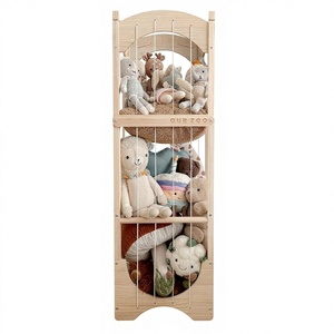 Organizzatore Moderno in Legno per Peluche con Ruote a 360° per Grandi Orsacchiotti e Peluche - Gabbia Zoo per Cameretta Bambini - Product Image 1