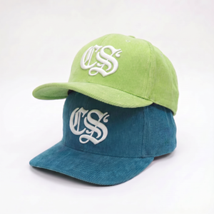 Casquette de baseball en velours côtelé personnalisée OEM à 6 panneaux, non structurée, avec logo brodé en 3D, pour hommes, vente en gros, style Dad Hat - Product Image 1