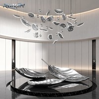 RUNJIN RJ-262 Sculpture murale en métal forgé à la main, tailles personnalisables, finition miroir, moderne, en acier inoxydable, suspendue pour intérieur