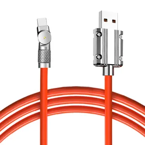 Type-C Kabel Zinklegering Elleboog 180 Roterende Vloeibare Siliconen 6a Snellaadmachine Klantenlijn Mobiele Telefoon Datalijn