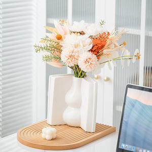 แจกันเซรามิกสีขาวเรียบง่ายข้ามพร<span class=keywords><strong>ม</strong></span>แดนสำหรับห้องนั่งเล่นการจัดดอกไม้และการสร้างสรรค์ - Product Image 4