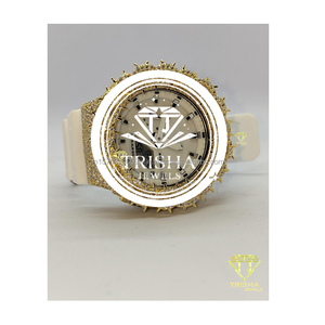 Montre de luxe indienne fabriquée avec des diamants Moissanite VVS en forme de épines de couronne, en argent sterling 925, entièrement sertie de pierres, disponible à la vente - Product Image 1