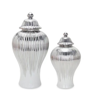 European Style Flower <b>Vase</b> Decor Luxury Light Ceramic Storage Jar with Electroplated Finish Modern General Jar Decorative Crafts - Product Image 2