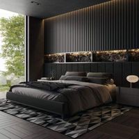 Moontree Italienisch Modern New Design Luxus Schlafzimmer möbel High End Leder Holz Doppelbett Großes Kopfteil Kingsize-Bett