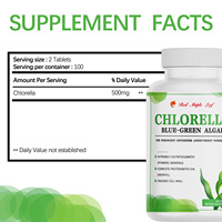 Comprimés de Chlorelle Algues Bleu-Vert 500mg - Détoxification et Soutien Nutritionnel à Base de Cellules à Mur Défragranti, 200 Comprimés