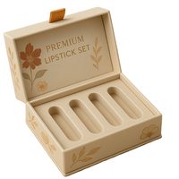 Coffret de Rouge à Lèvres Personnalisé avec Logo – Emballage Cosmétique de Luxe en Carton Rigide pour Vente en Gros – Boîtes Cadeaux Maquillage avec Ruban et Tirant – Petite Taille
