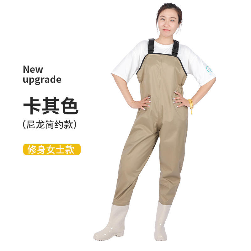 ชุดลุยน้ำไนลอนสีกากี