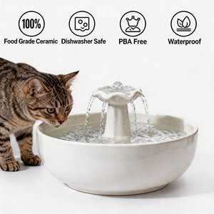 Fontaine à eau pour chat en céramique, personnalisable, écologique, durable, en matériau de qualité alimentaire, avec option de charge - Product Image 2