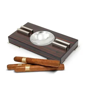 Custom Logo Personalized Hotel Bar Office Wooden And Stainless Steel And Cigar Ashtray Ashtray