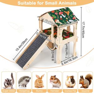 Gabbia per Piccoli Animali con Telaio in Legno e Coperchio Rimovibile Trasparente - Facile da Pulire per Criceti e Porcellini d'India - Product Image 1