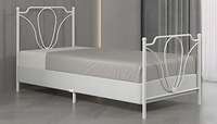 Lit simple moderne en métal avec sommier à lattes en bois, design incurvé, rafraîchissant, assemblé, sans sommier tapissier requis, pour chambre à coucher et appartement Uetco