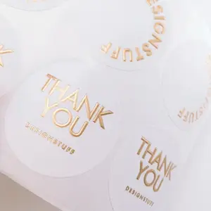 Papel adhesivo personalizado para impresión de etiquetas, pegatina de logotipo en relieve de lámina dorada