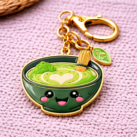 Livraison rapide, porte-clés personnalisé créatif en forme de bol à matcha, charme de thé japonais, logo en métal, cadeau promotionnel