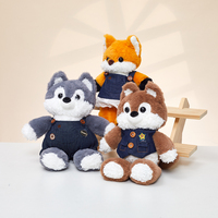 Jouets en peluche Kawaii avec vêtements, adorables peluches panda, renard, chien, éléphant, cochon, poupées de dessin animé habillées, jouets doux avec logo