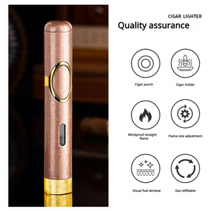 Encendedor de Cigarros Metálico Multifunción Todo en Uno, <span class=keywords><strong>Llama</strong></span> de Chorro Recargable, Antorcha con Soporte para Cigarros, Perforador y Cortador para Fumadores de Cigarrillos - Product Image 5