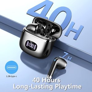 Tai nghe không dây <span class=keywords><strong>Bluetooth</strong></span> 5.3 với 4 micrô, đàm thoại rõ nét, chống nước, âm thanh nổi, màn hình hiển thị LED, kiểu đeo trong tai - Product Image 2