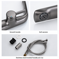 Robinet de lavabo de salle de bain moderne à un trou et à une seule poignée en laiton, monté sur le plan de travail, mélangeur chaud/froid avec noyau de valve à disque en céramique