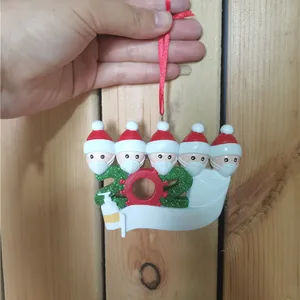 DIY NAME Personalisierte Quarantäne Familie mit Gesicht 2020 Weihnachten Ornament Geschenke für Grandkids Co-Arbeiter Freunde