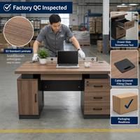 Bureau de direction moderne à double piétement avec armoire de classement et 3 tiroirs verrouillables – Idéal pour la maison et le bureau (Meilleures ventes)