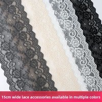 Ruban à franges en tissu de dentelle élastique de 15 cm de large pour accessoires de sous-vêtements et couture de vêtements, fait main par le fabricant