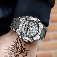 Jam Tangan Sport LED Pria LIGE Laris Manis dengan Tali Silikon, Layar Ganda, Kronograf, Jam Digital Pria, Relogio Masculino