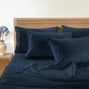 Nữ Hoàng Kích Thước Siêu Mịn Sateen Nhà <span class=keywords><strong>1000</strong></span> Chủ Đề Đếm Ai Cập Bông Tấm Phẳng Gối Bộ 6 Pcs Sâu Được Trang Bị Tấm - Product Image 4