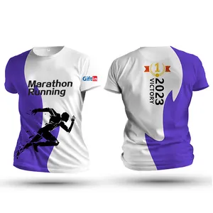 Custom High Quality Sublimation tshirts Marathon Running T Shirt Polyester Training Men's Sport T-shirts for Promotion