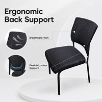 Chaise de conférence moderne en maille sans accoudoirs, réglable en hauteur, avec revêtement et base en aluminium pour bureau et salle de réunion (vente en gros)