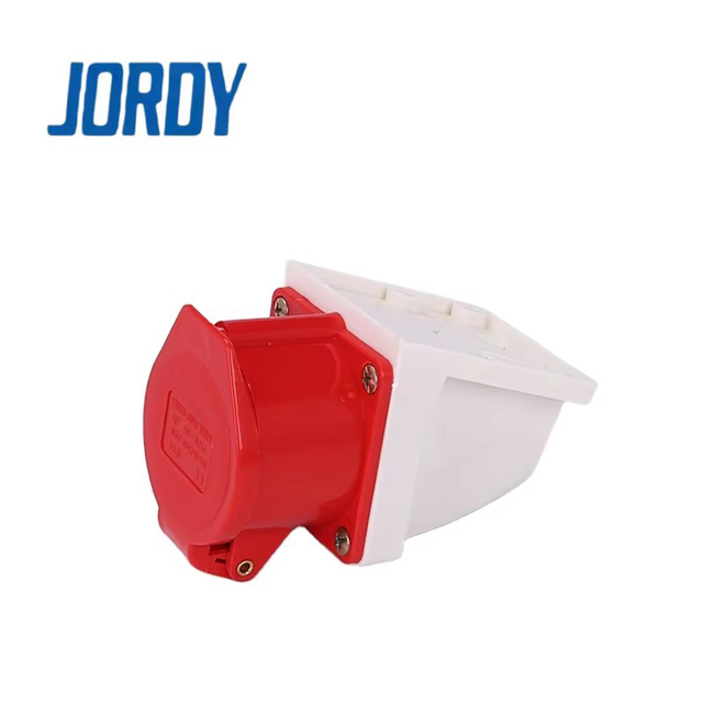 Surface Mount Three-phase Socket JORDY JD-125 5P 32A 400V Red IP44 IEC60309 Industrial Brass Waterproof Connector