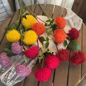 Fleur artificielle Jinxi, pompon coloré en forme de cône de pin à trois têtes, décoration de mariage, accessoires de photographie en extérieur, décoration intérieure - Product Image 1