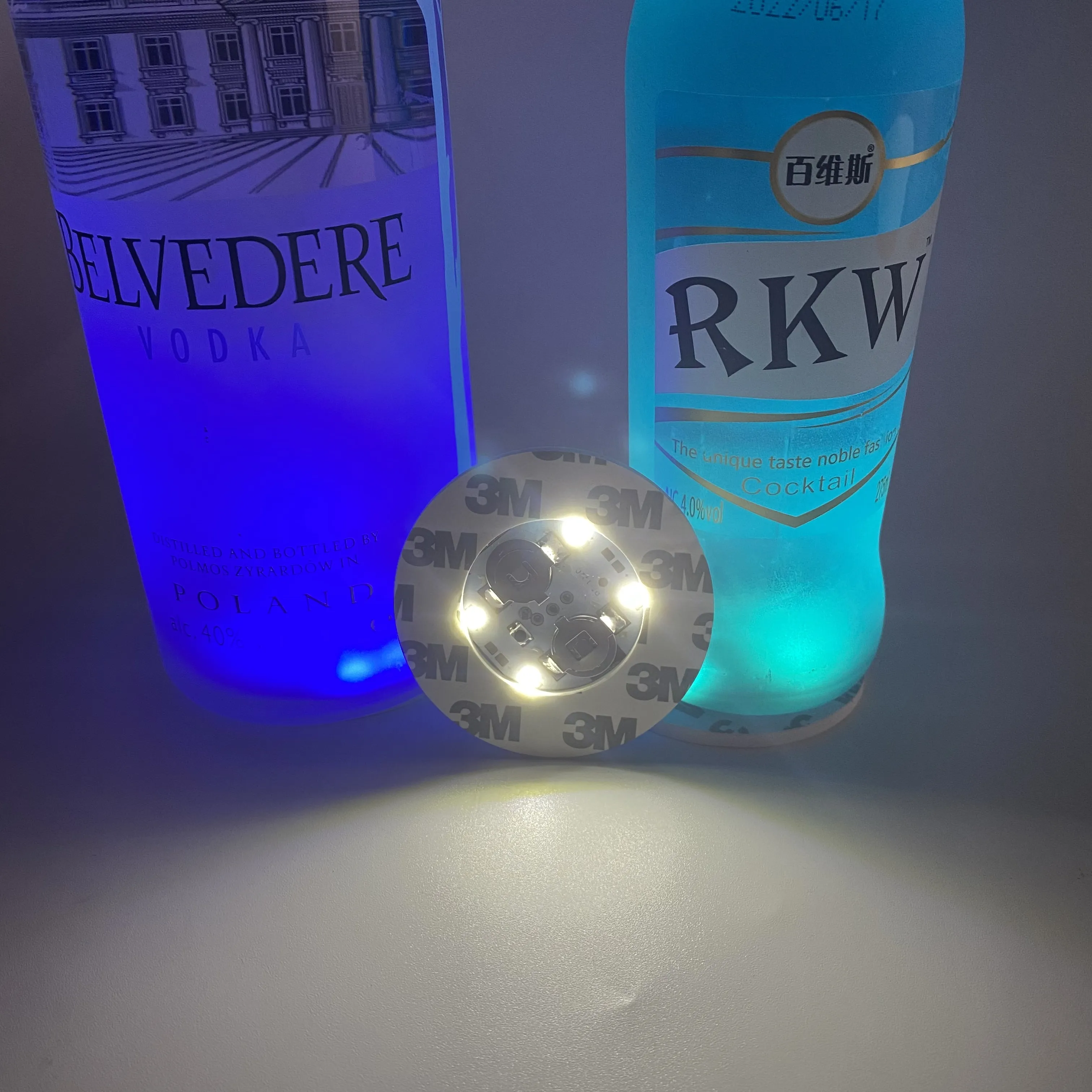 Custom LED Coaster 60mm LED Bottle Lights Colorful Flashing Led Bottle Sticker For Bottle Cups