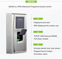 ZK MA300 Boîtier métallique étanche pour extérieur, lecteur d'empreintes digitales biométrique, capacité 3000, indice de protection IP65, contrôle d'accès, proximité RFID, carte 125 kHz