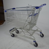 Chariot de courses en métal robuste avec roues TPR de 5 pouces à roulement doux, cadre en acier galvanisé et panier en fil métallique renforcé, durable