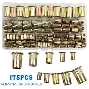 Baiguluo Rivet Nuts M3 M4 M5 M6 M8 M10 175Pcs Color Zinc Plated Knurled Head For Communication Equipment - Product Image 1