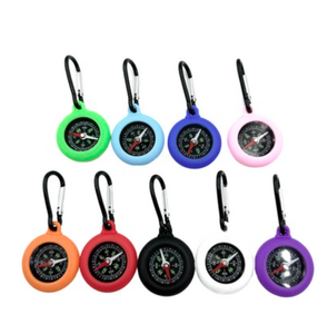Porte-clés multifonctionnel en silicone avec logo personnalisé, boussole, mousqueton, équipement <span class=keywords><strong>de</strong></span> plein air pour le camping, la randonnée et la survie - Product Image 1