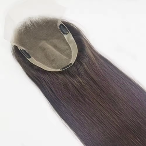 Perruque toupet pour <span class=keywords><strong>femme</strong></span> en cheveux humains Remy, tissée à la main, à clipser, naturelle, indienne, pour blond, lisse soyeux, 100% cheveux humains - Product Image 2
