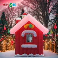Tente de Noël gonflable portable Santas Grotto avec éclairage LED