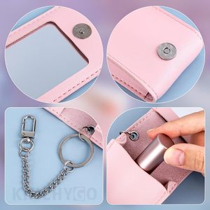 กระเป๋าใส่ลิปสติกแฟชั่นสำหรับผู้หญิง  วัสดุหนัง PU  แบบพกพา พร้อมกระจก - Product Image 2