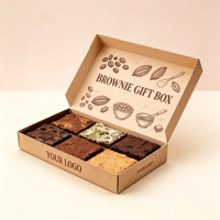Boîte en carton kraft de haute qualité avec couvercle rabattable, compartiments divisés, finition mate, carton alimentaire pour présentation en café