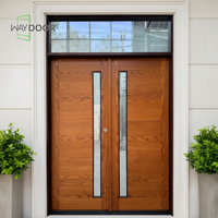 Portes extérieures insonorisées en bois de chêne et de pin acajou avec insertion de verre Porte arrière double en bois massif
