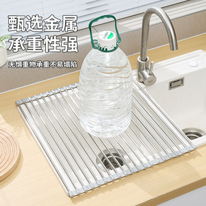 Égouttoir pliable pour évier de cuisine, gris, carré, organiseur de comptoir pour vaisselle et ustensiles - Product Image 4